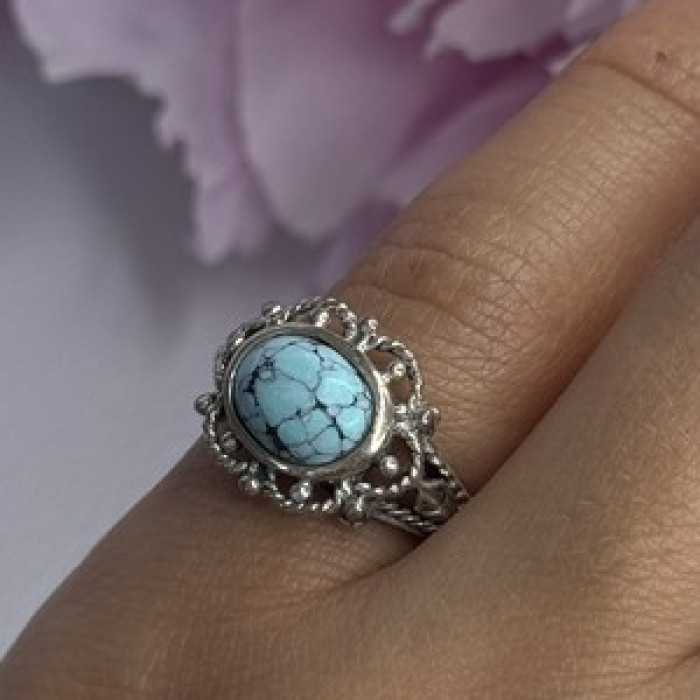 Vintage 925 Sterling Silver Turquoise Ring Size 5