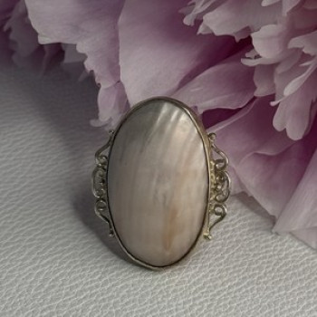Vintage 925 Sterling Silver Rink Abalone Ring Size 6.5