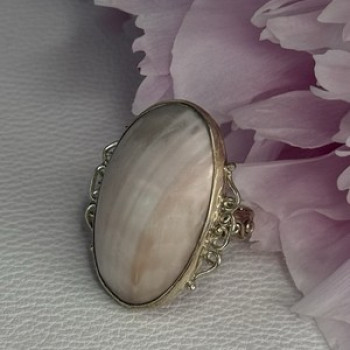 Vintage 925 Sterling Silver Rink Abalone Ring Size 6.5