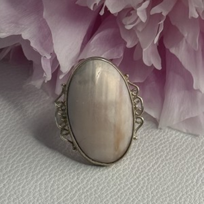 Vintage 925 Sterling Silver Rink Abalone Ring Size 6.5
