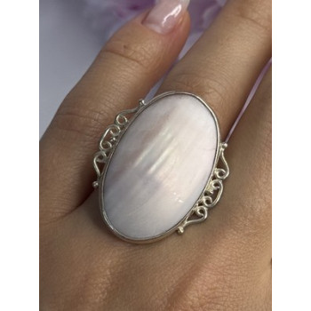 Vintage 925 Sterling Silver Rink Abalone Ring Size 6.5