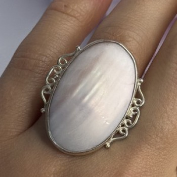 Vintage 925 Sterling Silver Rink Abalone Ring Size 6.5