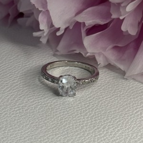 Shiny 925 Sterling Silver CZ Ring Size 10