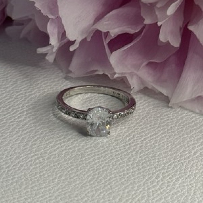 Shiny 925 Sterling Silver CZ Ring Size 10