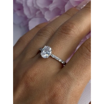Shiny 925 Sterling Silver CZ Ring Size 10