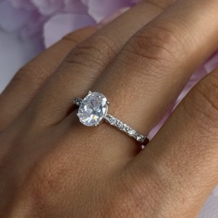 Shiny 925 Sterling Silver CZ Ring Size 10