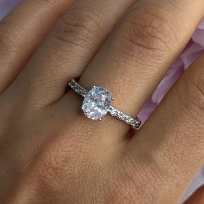 Shiny 925 Sterling Silver CZ Ring Size 10