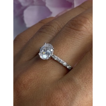 Shiny 925 Sterling Silver CZ Ring Size 10