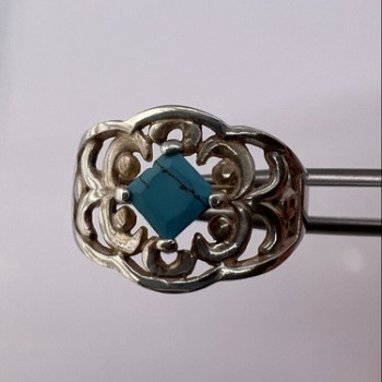925 Sterling Silver Turquoise Ring Size 8.5