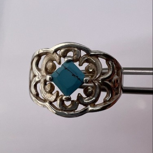 925 Sterling Silver Turquoise Ring Size 8.5