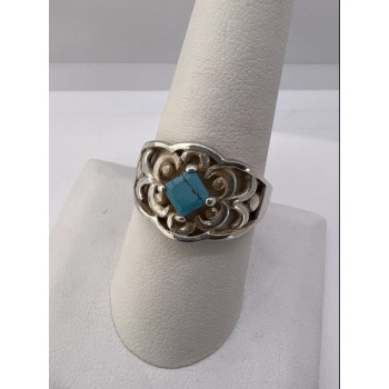 925 Sterling Silver Turquoise Ring Size 8.5