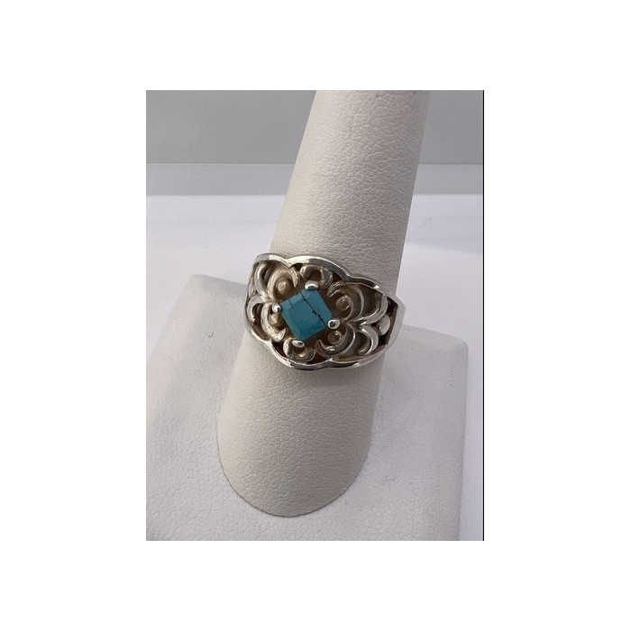 925 Sterling Silver Turquoise Ring Size 8.5