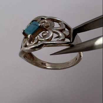 925 Sterling Silver Turquoise Ring Size 8.5