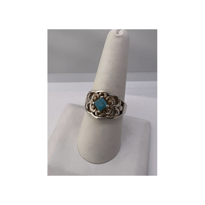 925 Sterling Silver Turquoise Ring Size 8.5