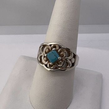 925 Sterling Silver Turquoise Ring Size 8.5
