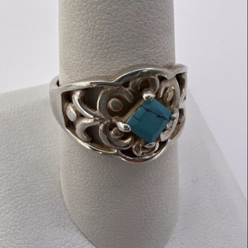 925 Sterling Silver Turquoise Ring Size 8.5