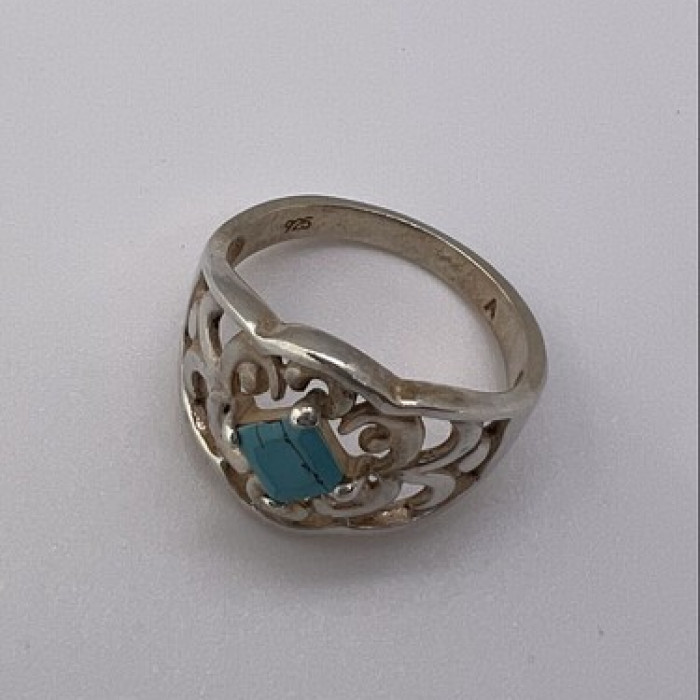 925 Sterling Silver Turquoise Ring Size 8.5