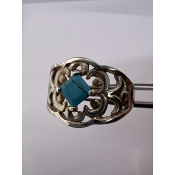 925 Sterling Silver Turquoise Ring Size 8.5