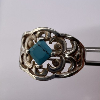 925 Sterling Silver Turquoise Ring Size 8.5