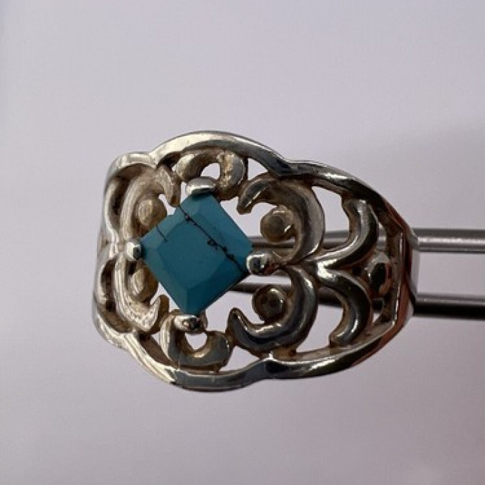 925 Sterling Silver Turquoise Ring Size 8.5