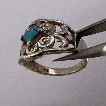 925 Sterling Silver Turquoise Ring Size 8.5