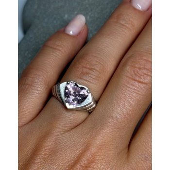 925 Sterling Silver CZ Heart Ring Size 6.5