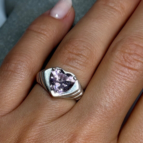 925 Sterling Silver CZ Heart Ring Size 6.5