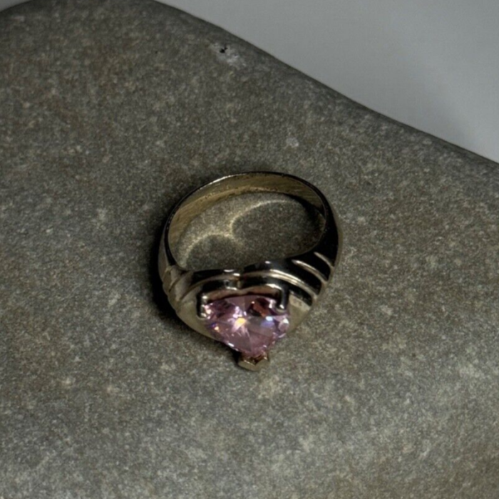 925 Sterling Silver CZ Heart Ring Size 6.5