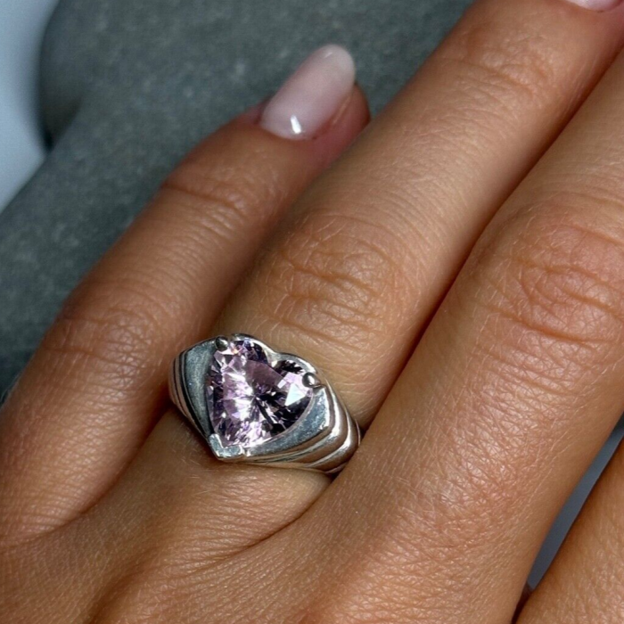 925 Sterling Silver CZ Heart Ring Size 6.5