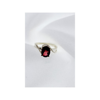 925 Sterling Silver Red Spinel Ring Size 7