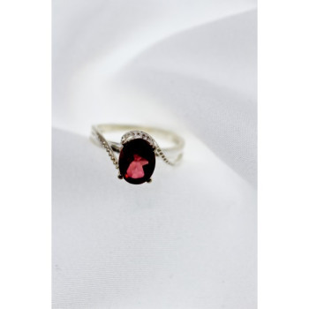 925 Sterling Silver Red Spinel Ring Size 7