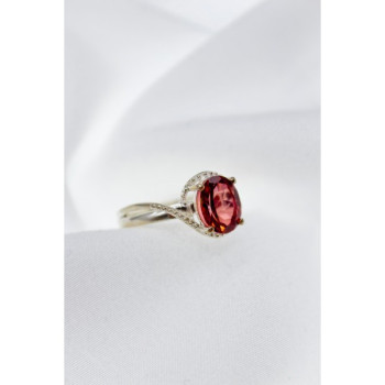 925 Sterling Silver Red Spinel Ring Size 7