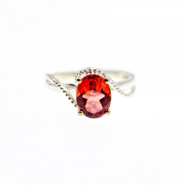 925 Sterling Silver Red Spinel Ring Size 7