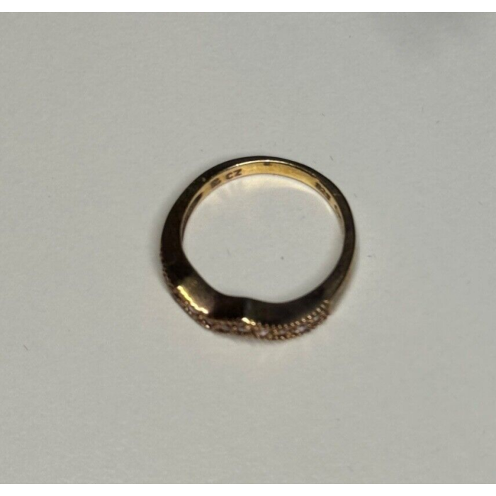 925 Sterling Silver Gold Plated Pink CZ Ring Size 6