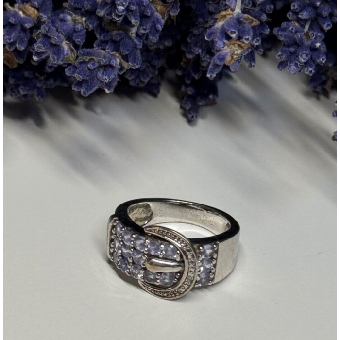 925 STERLING SILVER TANZANITE & BERYL RING SIZE 6