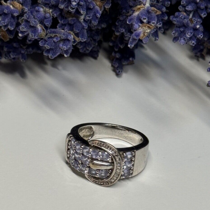 925 Sterling Silver Tanzanite & Beryl Ring Size 6