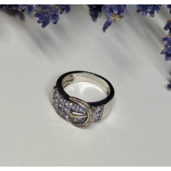 925 STERLING SILVER TANZANITE & BERYL RING SIZE 6
