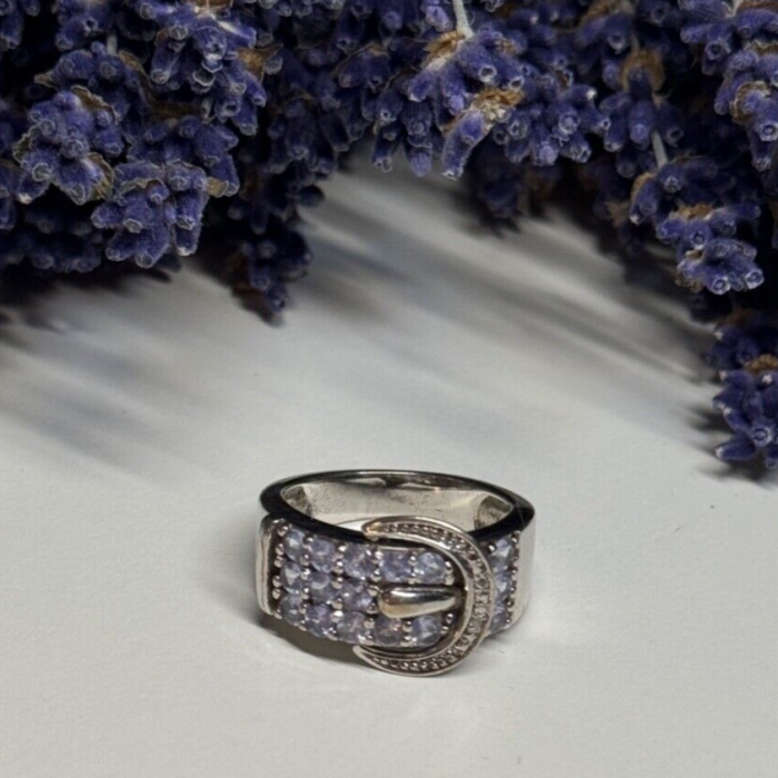 925 Sterling Silver Tanzanite & Beryl Ring Size 6