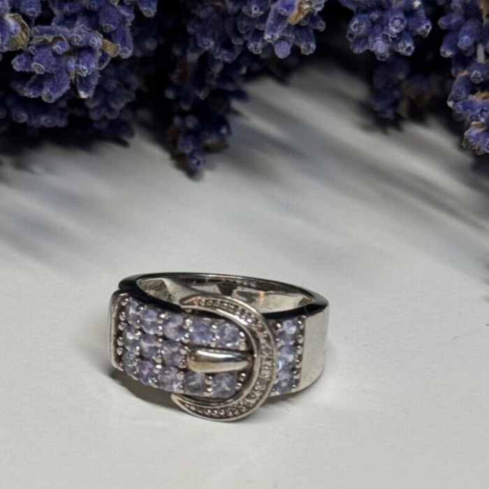 925 Sterling Silver Tanzanite & Beryl Ring Size 6