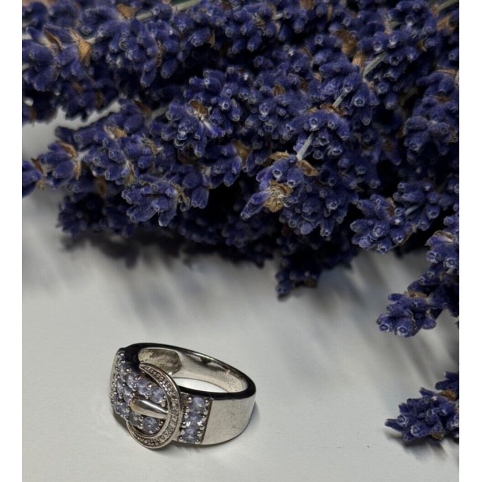 925 STERLING SILVER TANZANITE & BERYL RING SIZE 6