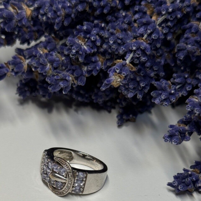 925 Sterling Silver Tanzanite & Beryl Ring Size 6