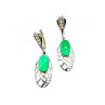 VINTAGE 925 STERLING SILVER GREEN AGATE & CZ EARRINGS
