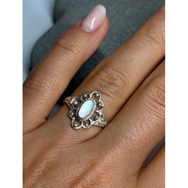 925 Sterling Silver Abalone Ring Size 7