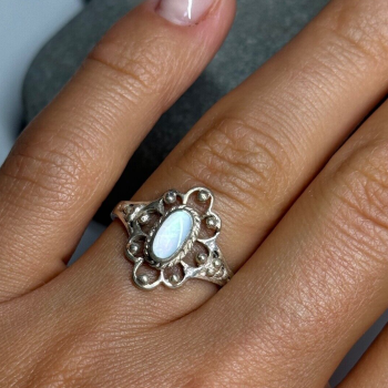 925 Sterling Silver Abalone Ring Size 7