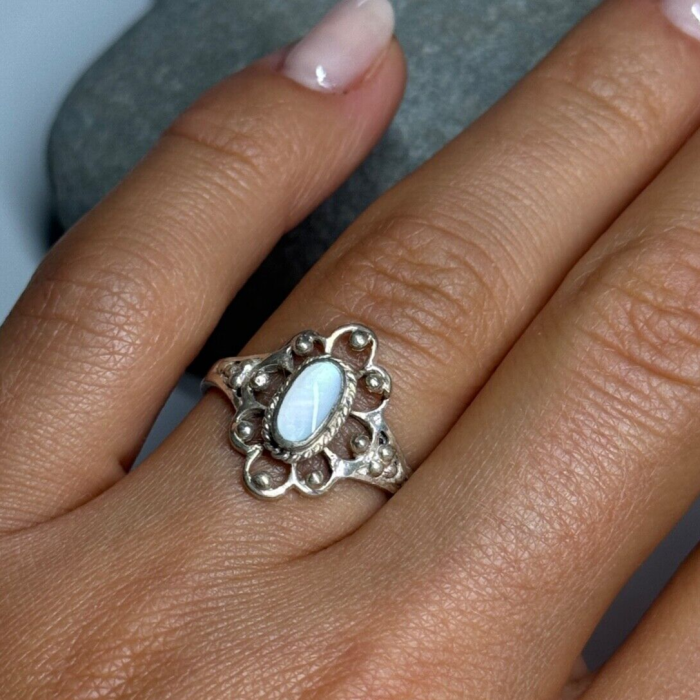 925 Sterling Silver Abalone Ring Size 7