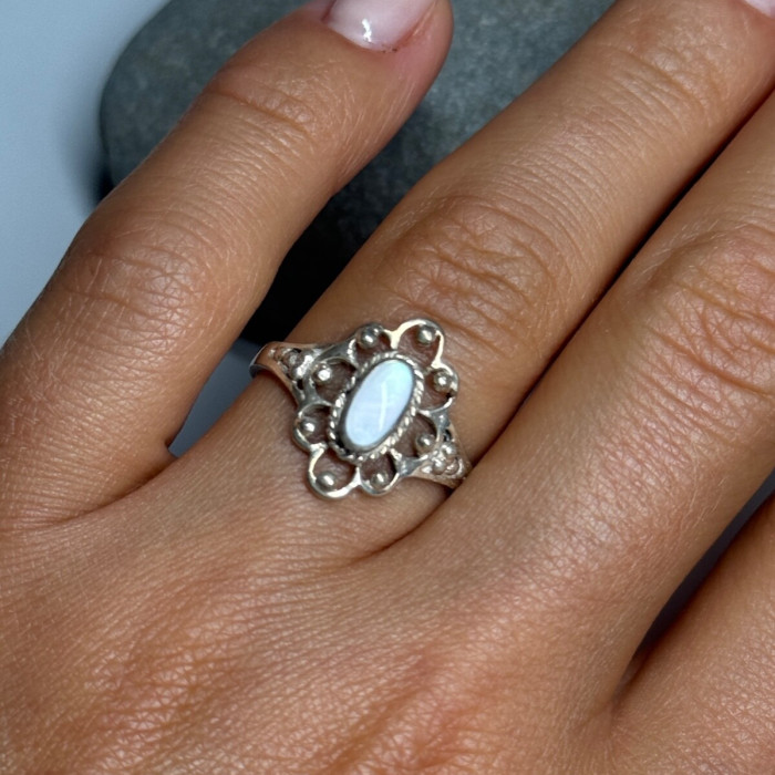 925 Sterling Silver Abalone Ring Size 7