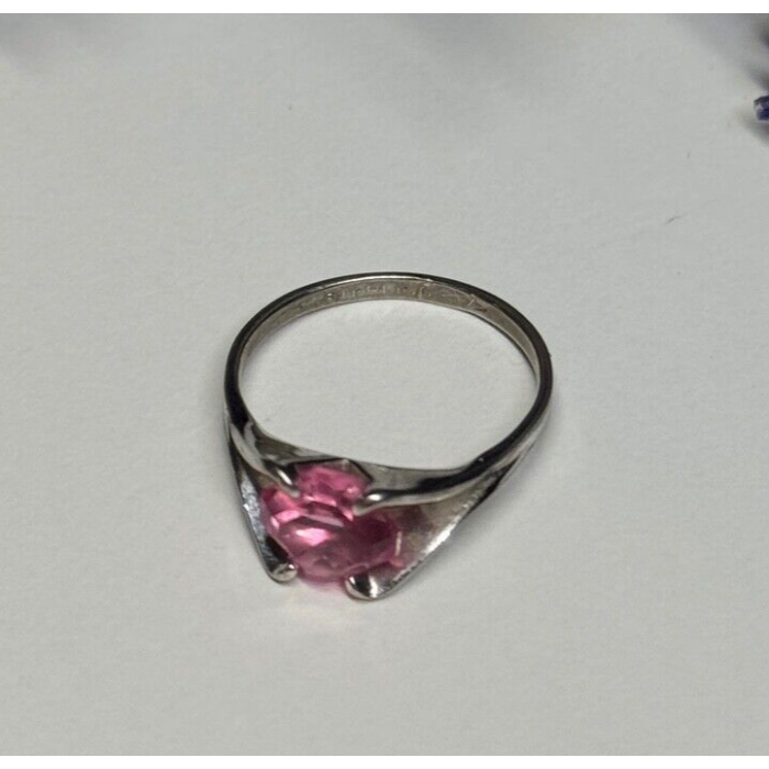 925 Sterling Silver Pink Topaz Ring Size 5