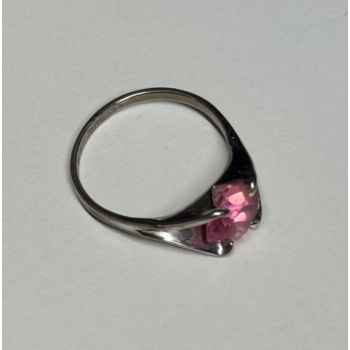 925 Sterling Silver Pink Topaz Ring Size 5