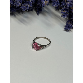 925 Sterling Silver Pink Topaz Ring Size 5