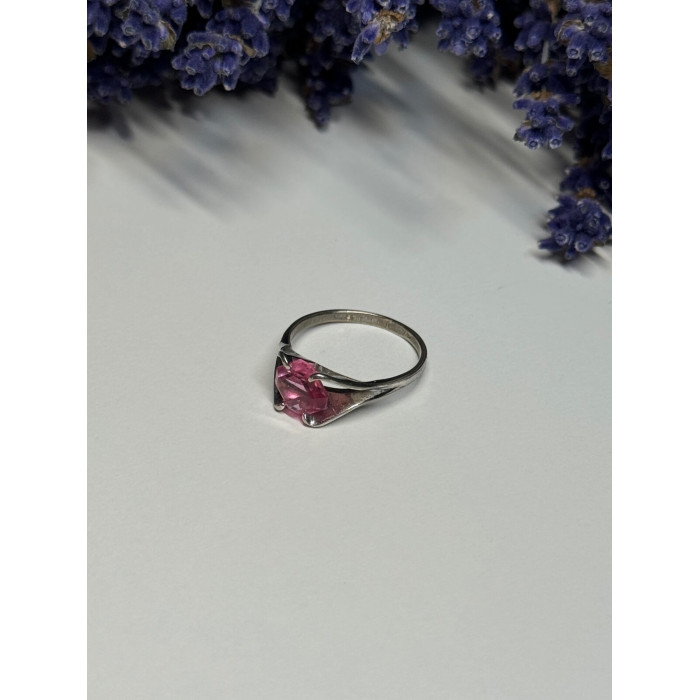 925 Sterling Silver Pink Topaz Ring Size 5